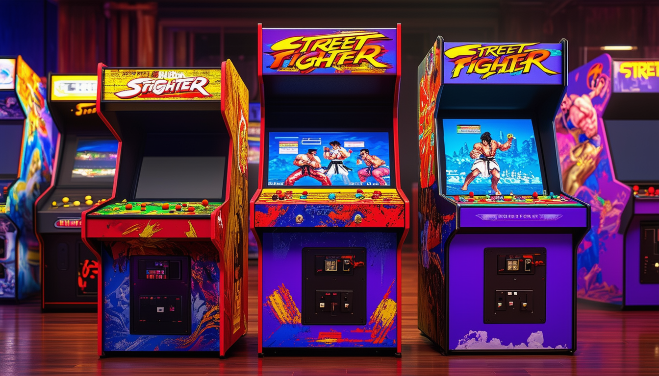 découvrez l'arcade1up street fighter, la recréation ultime des célèbres jeux d'arcade des années 90. plongez dans l'univers des combats épiques avec cette machine au design rétro, équipée de manette authentique et de nombreux jeux emblématiques. parfaite pour les passionnés de jeux vidéo et les nostalgiques!