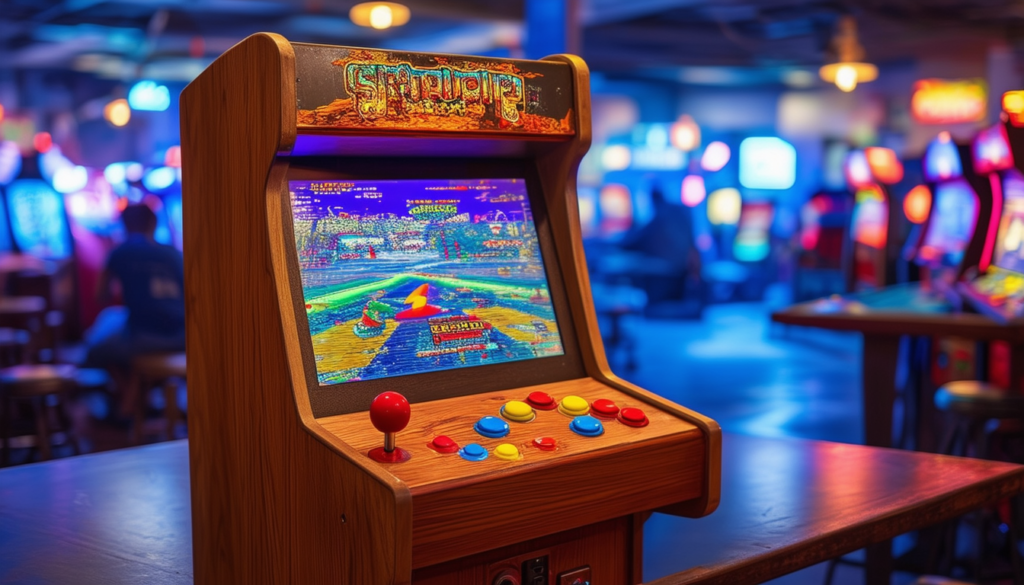 découvrez la machine d'arcade bartop, un incontournable pour les passionnés de rétro gaming ! compacte et élégante, cette machine offre des centaines de jeux classiques et modernes pour revivre vos souvenirs d'enfance. idéale pour les cafés ou pour apporter une touche nostalgique à votre salon.